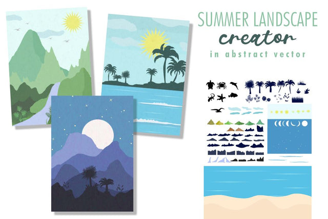 Summer landscape creator in abstract vector SVG Arts By Naty 