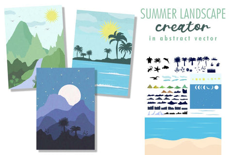 Summer landscape creator in abstract vector SVG Arts By Naty 