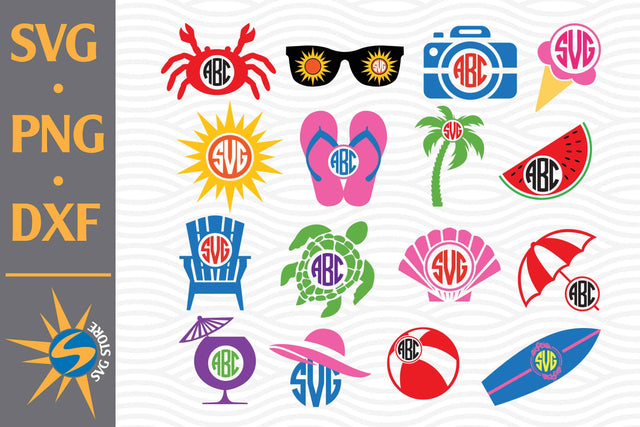 Summer Monogram SVG, PNG, DXF Digital Files Include SVG SVGStoreShop 