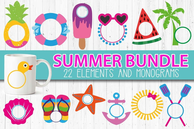 Summer monograms frames svg bundle SVG Cute files