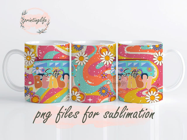 Summer Mug Wrap, Summer Design, Groovy PNG, Salty Beach Mug Sublimation Design, Mug Wrap Template, Instant Digital Download PNG Sublimation PrintingLife 