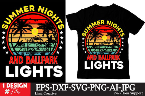 Summer Night And Ballpark Lights Retro Sunset ,Summer Sublimation ,Summer Retro Vintage T-shirt DEsign,SUmmer SVG ,Summer Rtero T-shirt DEsign BUndle SVG Insomnia Std 