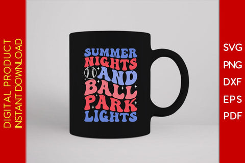Summer Nights And Ball Park Lights Retro Summer Vacation SVG PNG PDF Cut File SVG Creativedesigntee 
