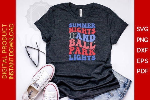 Summer Nights And Ball Park Lights Retro Summer Vacation SVG PNG PDF Cut File SVG Creativedesigntee 