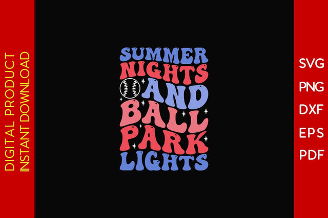 Summer Nights And Ball Park Lights Retro Summer Vacation SVG PNG PDF Cut File SVG Creativedesigntee 