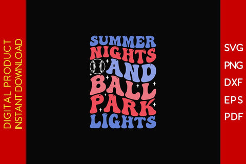 Summer Nights And Ball Park Lights Retro Summer Vacation SVG PNG PDF Cut File SVG Creativedesigntee 