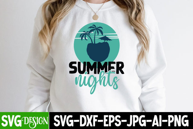 Summer Nights SVG Cut File,Summer Nights SVG Design SVG BlackCatsMedia 