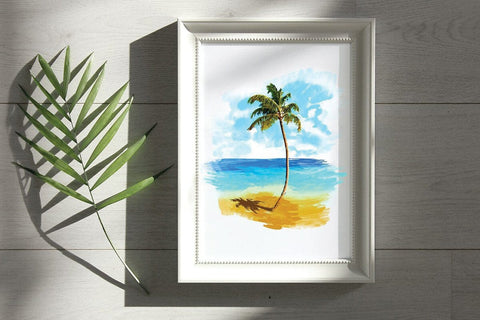 Summer Palm Tree Sunset Watercolor Sublimation PNG JPG Sublimation nikola 