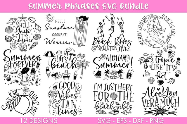 Summer Phrases SVG Bundle PNG Cut file SVG Freeling Design House 