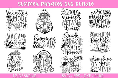 Summer Phrases SVG Bundle PNG Cut file SVG Freeling Design House 