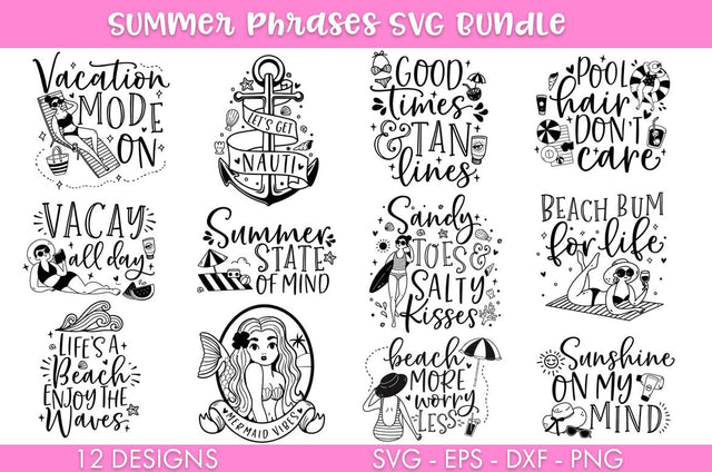 Summer Phrases SVG Bundle PNG Cut file SVG Freeling Design House 