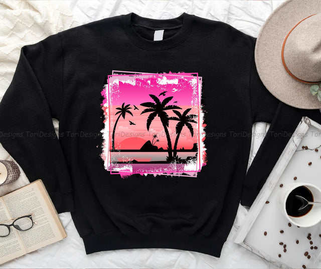 Summer PNG, Beach Sunset Background PNG, Beach Sunset Sublimation Design Download Sublimation ToriDesigns 