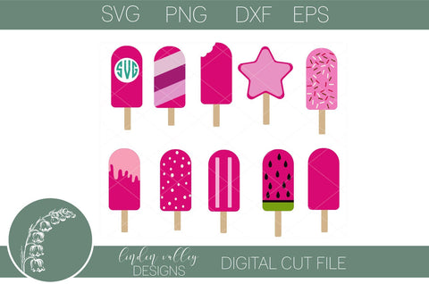 Summer Popsicles Mini Bundle-Popsicles-Monogram SVG Linden Valley Designs 