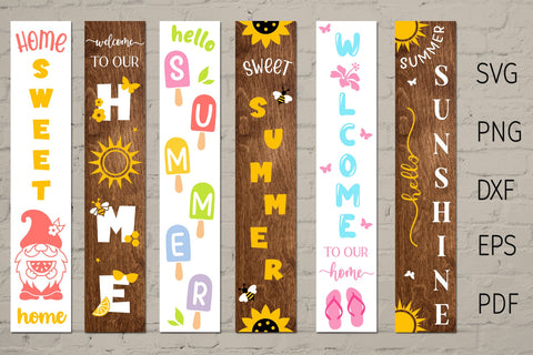 Summer porch sign bundle, summer sign svg, vertical sign svg SVG Digital Rainbow Shop 