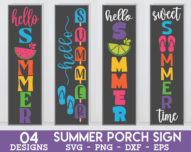 Summer Porch Sign SVG - Hello Summer SVG, Summer Farmhouse Sign SVG, Welcome Sign SVG, Vertical Porch Sign SVG SVG GraphicsTreasures 