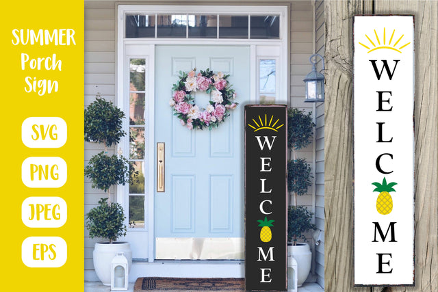 Summer Porch Sign. Vertical Welcome Sign SVG. Pineapple sign SVG LaBelezoka 