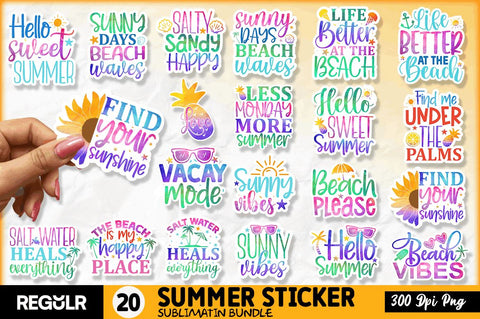 Summer Printable Stickers Bundle Sublimation Regulrcrative 