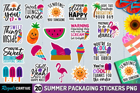 Summer Printable Stickers Png Bundle Sublimation Regulrcrative 