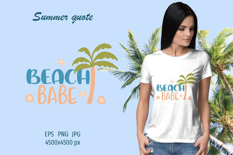 Summer quote - Beach babe - sublimation design Sublimation LuckyTurtleArt 