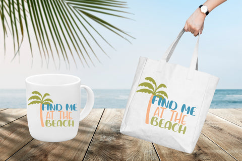 Summer quote - Find me at the beach - sublimation design Sublimation LuckyTurtleArt 