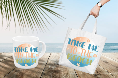 Summer quote - Take me to the beach - sublimation design Sublimation LuckyTurtleArt 