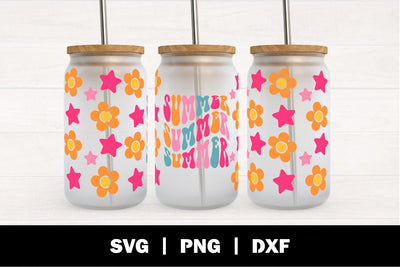 Summer Retro 16oz Glass Cans Wrap SVG | Summer SVG SVG Ollive Studio 