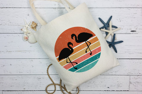 Summer retro sunset background | Flamingo sunset sublimation Sublimation Svetana Studio 