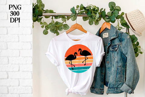 Summer retro sunset background | Flamingo sunset sublimation Sublimation Svetana Studio 