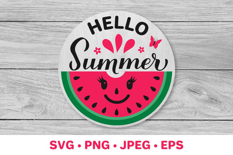 Summer round sign SVG bundle. Farmhouse welcome sign SVG LaBelezoka 