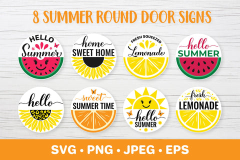 Summer round sign SVG bundle. Farmhouse welcome sign SVG LaBelezoka 