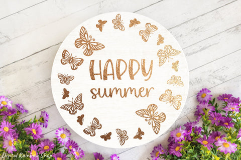 Summer round sign svg bundle, summer welcome sign, door sign SVG Digital Rainbow Shop 