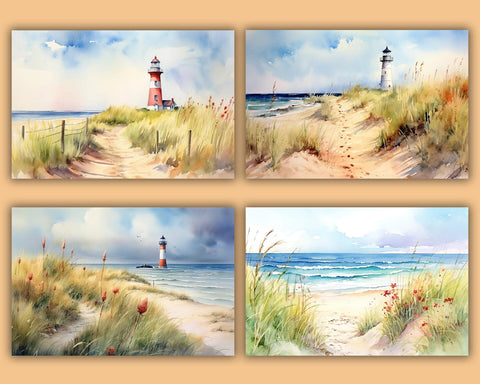 Summer Seaside Watercolor Beach, 20 JPG Sublimation nikola 