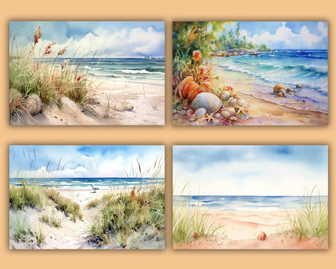 Summer Seaside Watercolor Beach, 20 JPG Sublimation nikola 