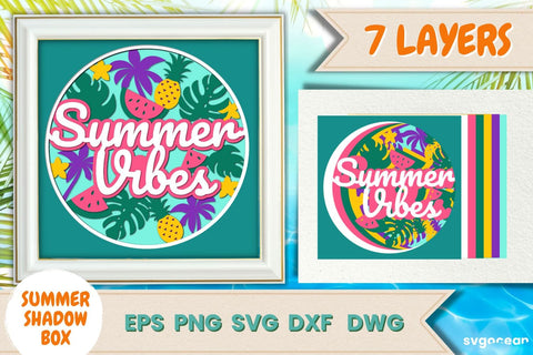 Summer Shadow Box Bundle | 3D Layered SVG | Lightbox SVG SvgOcean 