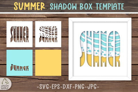 Summer shadow box svg 3d layered papercut template svg dxf 3D Paper GreenWolf 
