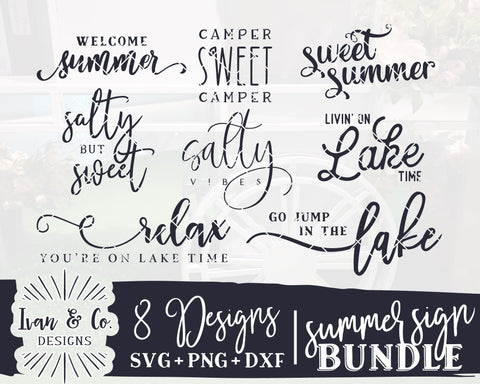 Summer Sign SVG Bundle | Farmhouse Sign Svg | Summer Svg | Commercial Use | Digital Cut Files | DXF PNG (2022b0203) SVG Ivan & Co. Designs 