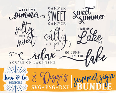 Summer Sign SVG Bundle | Farmhouse Sign Svg | Summer Svg | Commercial Use | Digital Cut Files | DXF PNG (2022b0203) SVG Ivan & Co. Designs 