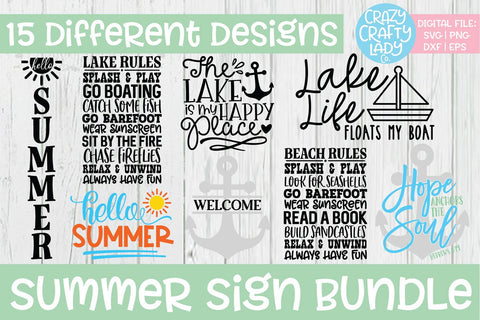 Summer Sign SVG Cut File Bundle SVG Crazy Crafty Lady Co. 