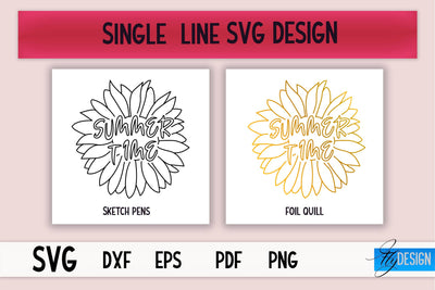 Summer Single Line SVG | Foil Quill Summer | Engraving Tools SVG Fly Design 