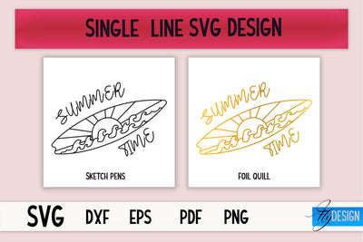 Summer Single Line SVG | Foil Quill Summer | Engraving Tools SVG Fly Design 