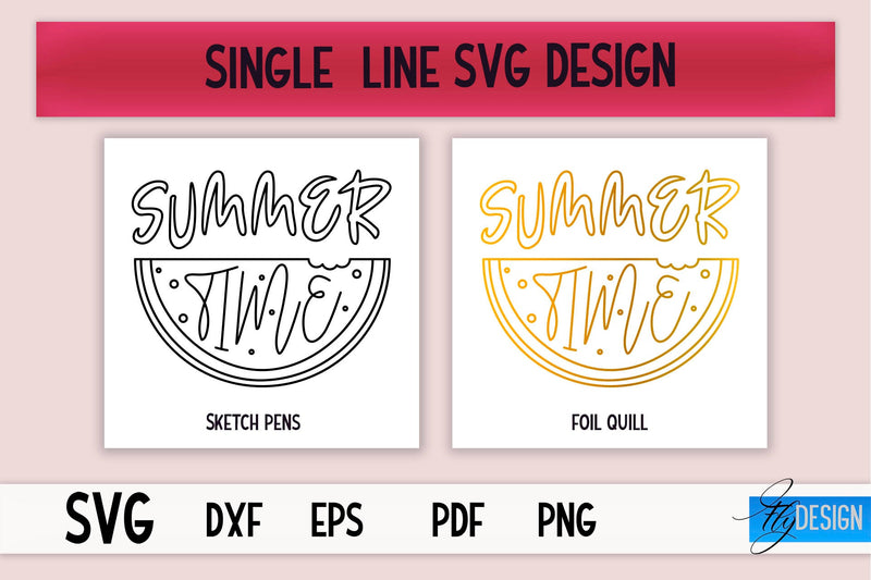 Summer Single Line SVG | Foil Quill Summer | Engraving Tools SVG Fly Design 
