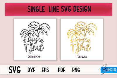 Summer Single Line SVG | Foil Quill Summer | Engraving Tools SVG Fly Design 