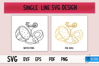 Summer Single Line SVG | Foil Quill Summer | Engraving Tools SVG Fly Design 