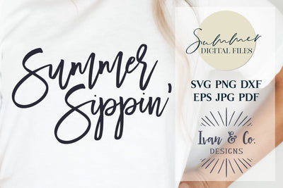 Summer Sippin' Svg & Sublimation, Summer Svg, Beach Life Svg, Beach Shirt, Cricut Svg, Silhouette Designs, Digital Cut Files, JPG DXF PNG (1467947796) SVG Ivan & Co. Designs 