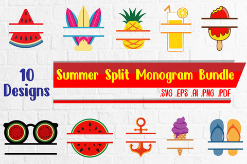 Summer Split Monogram Bundle svg eps ai png pdf SVG zafrans studio 