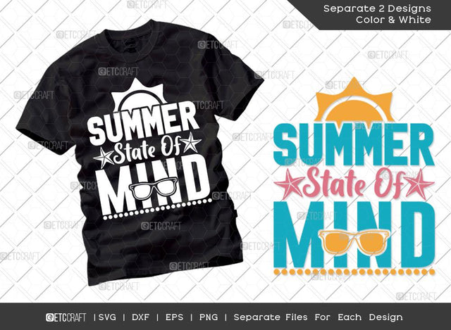 Summer State Of Mind SVG Cut File | Summer Svg | Sunglass Svg | Starfish Svg | Sun Svg | Vacation Quotes | Summer T-shirt Design SVG ETC Craft 