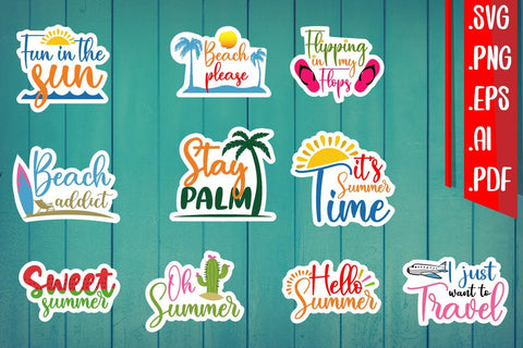 Summer sticker Bundle | 10 designs SVG zafrans studio 