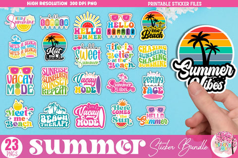 Summer Sticker Bundle Sublimation DESIGNS DARK 