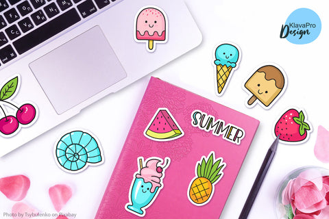 Summer sticker pack, aesthetic sticker bundle, print cut Sublimation Klava P 