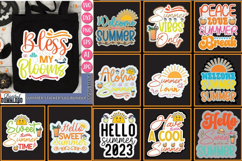 Summer Sticker SVG Bundle,SVG SVGs,Quotes and Sayings,Food & Drink,On Sale, Print & Cut SVG Newmockups 
